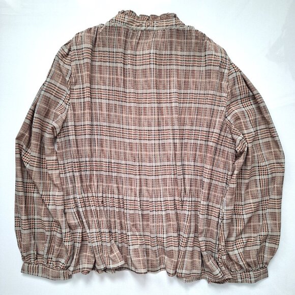Zara Brown Plaid Flowy Blouse - Picture 13 of 13